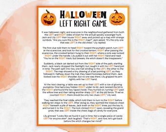 Halloween Left Right Game, Halloween Games Night, Pass the Prize, Pass the Gift Game, Gift Passing Poem, Pass the Pumpkin, Left Right Story