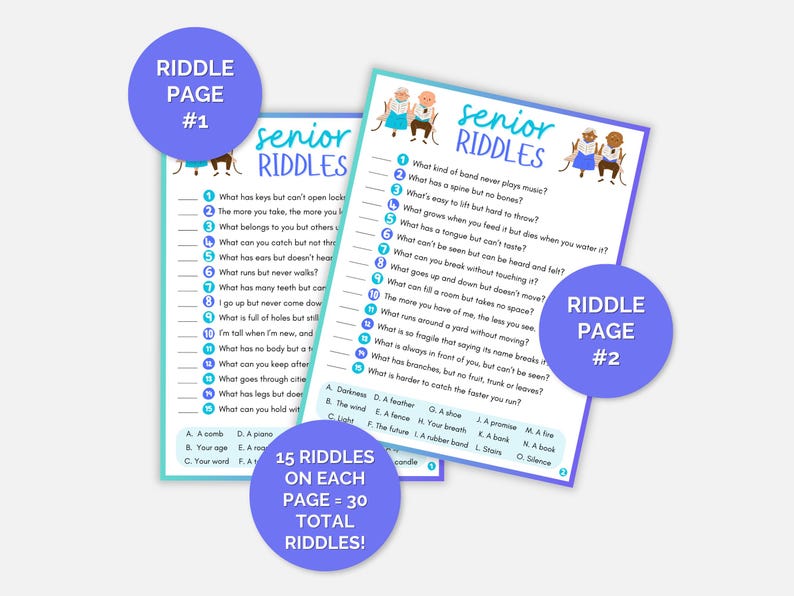 Senior Riddles, Elderly Games, Senior Adult Games, Printable Riddles ...