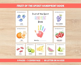 Fruit of the Spirit Handprint Book, Christian Handprint, Preschool Bible Crafts, Sunday School Lesson, Bible Lesson Craft, Bible Handprint