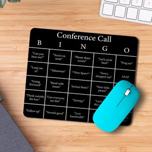 Conference Call Bingo Mouse Pad, Office Desk Accessory, Work Mouse Pad, Personalized Mouse Pad, Zoom Webex Meeting Game, Bingo Mousepad