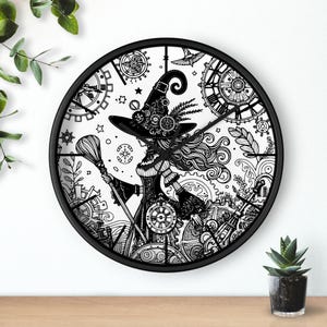 Enchanting Steampunk Witch Wall Clock, Home Decor, Gift for Halloween, Witchy Vibe, Unique Steampunk Art, Vintage Style