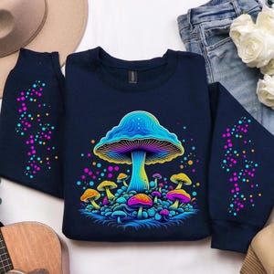 Psychedelic Mushroom Sweatshirt: Trippy Festival Crewneck