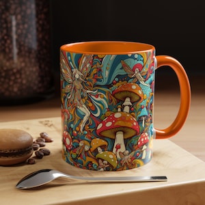 Vibrant Bohemian Coffee Mug, Colorful Mushroom Mug, Artistic Gift for Coffee Lovers, Unique Home Decor, Psychedelic Art Mug