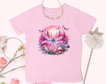 Fantasy Dragonfly Toddler Tee – Forest Mushroom Kids Shirt