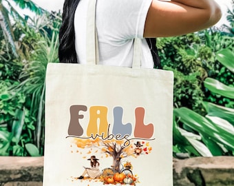 Fall Vibes Cotton Tote Bag - Cozy Book Lover Carry-All, Fall Book Club Tote, Literary Gift, Reusable Shopping Bag, Book club gift bag.