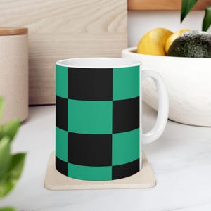 Modern Checkerboard Ceramic Mug - Stylish Coffee Cup for Home or Office, Unique Gift for Birthdays, Holidays, and Collectors