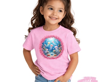 Underwater Jellyfish Scene Toddler Tee | Ocean Animals, Coral Reef