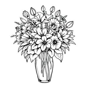 Ein Blumenstrauß Ausmalbilder für Erwachsene und Kinder