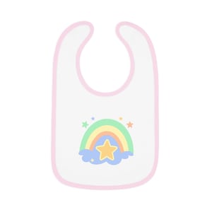 ベビービブ、パステルカラーのキュートなレインボーデザイン - コントラストトリムジャージービブ、新生児用、乳児用授乳アクセサリー、よだれキャッチャー、ベビーシャワーギフト、