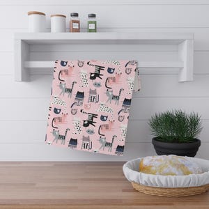 Paños de cocina con estampado de gatos, bonitos paños de cocina con dibujos animados, regalo para amantes de los gatos, toalla de tela de algodón, decoración del hogar con temática de gatos