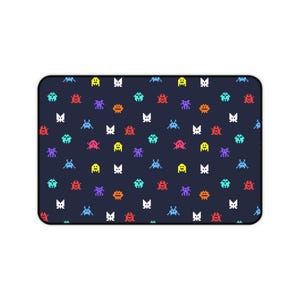 Gaming Desk Mat, Retro Game Mouse Pad, 8 Bit Arcade Office Decor, Geeky Gamer Gift, Video Game Desk Accessory