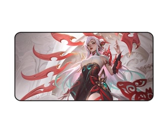 Tappetino da scrivania Ashe Irelia Mythmaker LoL MOBA Gaming Mousepad Bilgewater Art Anime Style Desk Pad per giocatori e appassionati di eSport