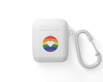 Rainbow Heart AirPods Case Cover, Pride Accessories, AirPods Pro Holder, LGBTQ+ Gift, Colorful Earbud Case