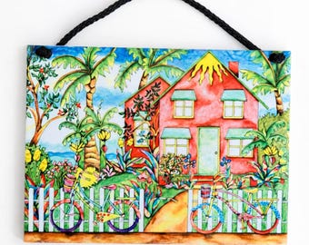 Coastal Cottage Bikes Ceramic Tile