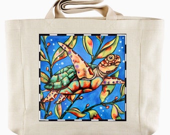 Sea Turtle's Garden Personalized Tote Bag