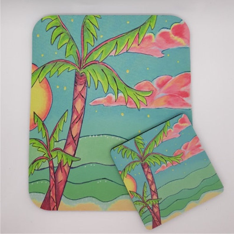 Sunset Palm Coaster and Mousepad