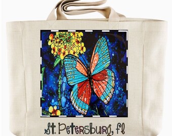 Midnight Garden Butterfly Personalized Tote Bag