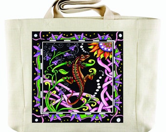 Backyard Lizard Personalized Tote Bag