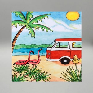 Beach Camping Ceramic Tile