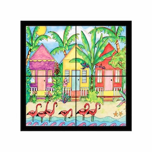 Estuary Beach Cottage Framed Tile Mural