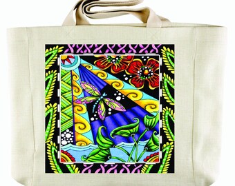 Tropical Dragonfly Personalized Tote Bag