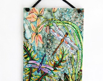 Dragonfly Garden Ceramic Tile