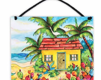 Secluded Beach Cottage Ceramic Tile