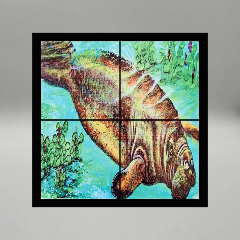 Manatee Tile Manatee Framed Tile Mural - Etsy