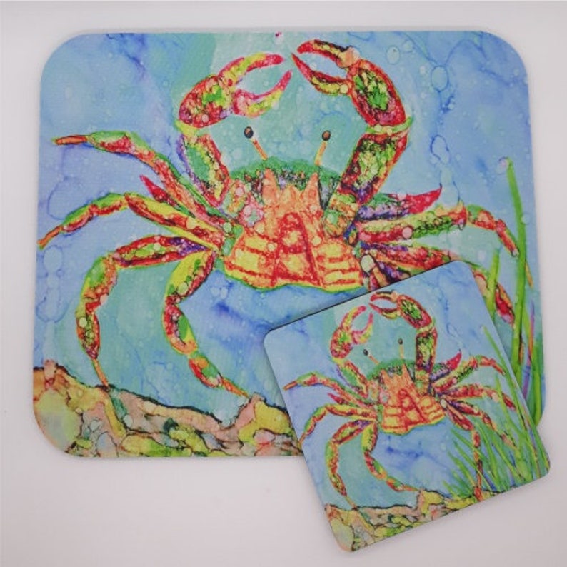 Whimsical Crab Coaster and Mousepad