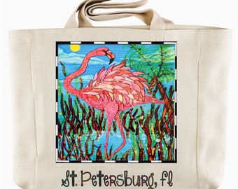 Flamingo Cove Personalized Tote Bag