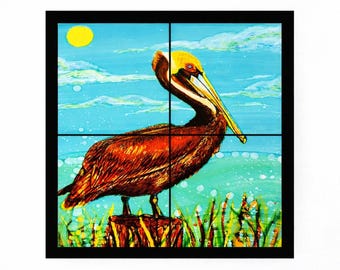 Pelican Framed Tile Mural