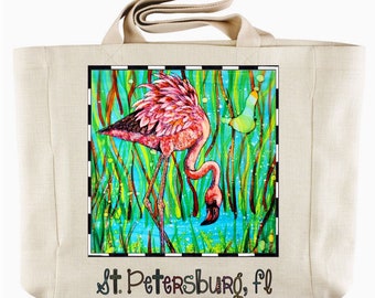 Flamingo Waterway Personalized Tote Bag