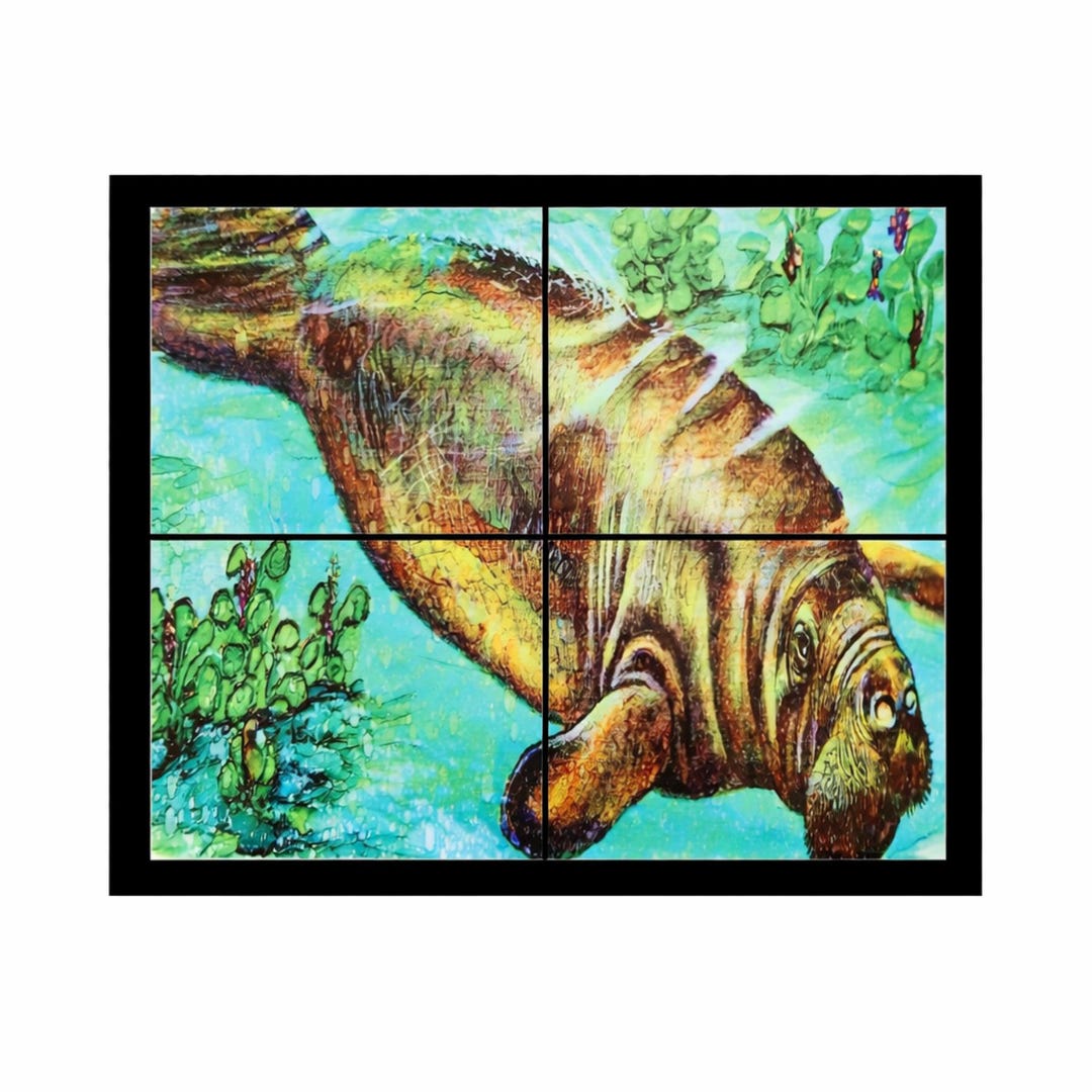 Manatee Tile Manatee Framed Tile Mural - Etsy