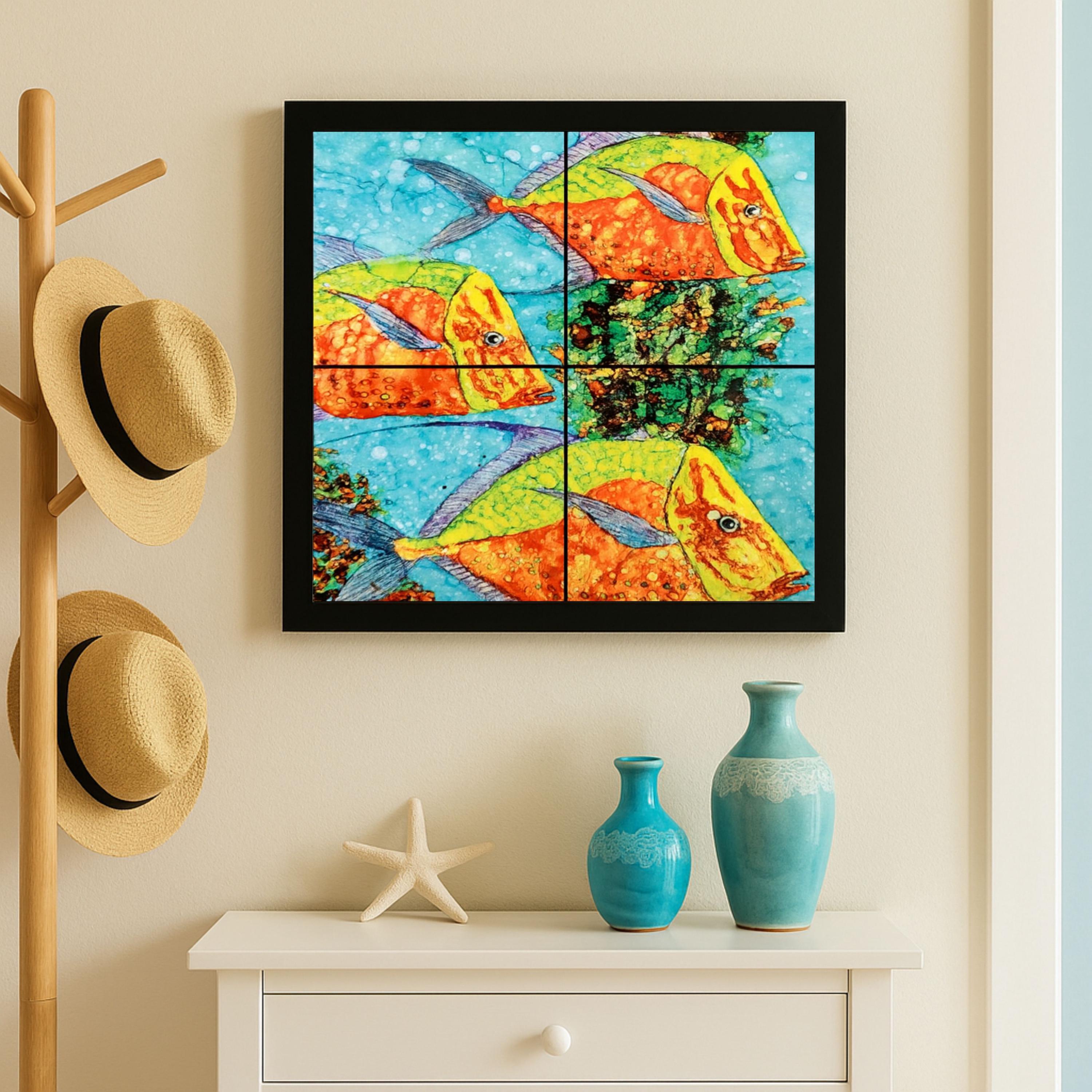 Lookdown Fish Framed Tile Mural