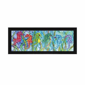 Rainbow Seahorse Serenade Framed Tile Mural