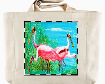 Roseate Spoonbill Personalized Tote Bag