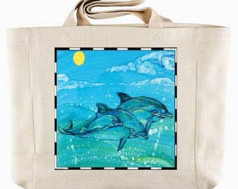 Dolphin Family Personalized Tote Bag