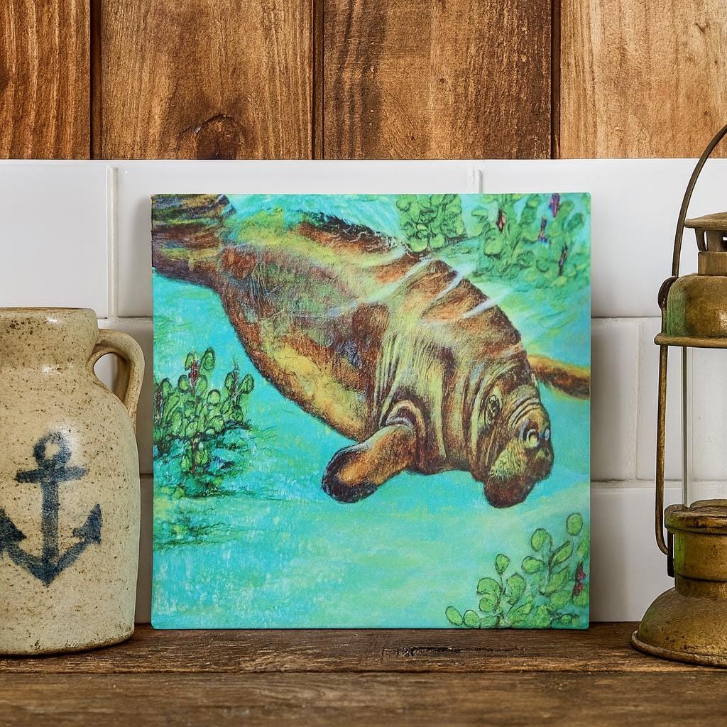 Manatee Tile Manatee Ceramic Tile - Etsy