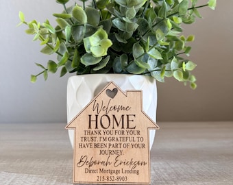 Engraved Realtor Tags • Birch Wood Closing Gift Tags • Personalized Mortgage Lender Gifts • Client Thank You Tags • Real Estate Marketing