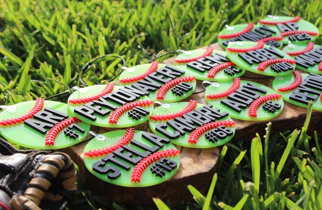 Baseball Softball Bag Tag • Personalized Acrylic Name Tag • Backpack ...
