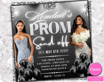 Prom Send Off Flyer, DIY Prom Flyer, Prom Canva Template, Prom Send Off, Prom Send Off Event, Editable, DIY Canva, Instant Download
