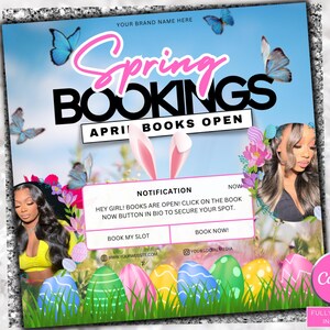 April Booking Flyer DIY Template, Customizable April Flyer, DIY Canva Template for Makeup, Hair, Lashes, Nails, Easter Booking Flyer,Spring