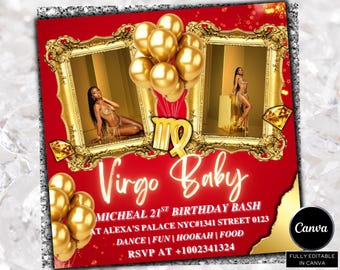 Virgo Bday Flyer, Virgo Season Birthday Flyer, Virgo Birthday Party Invitation Flyer, Virgo Bash Flyer, Birthday Event Celebration Flyer