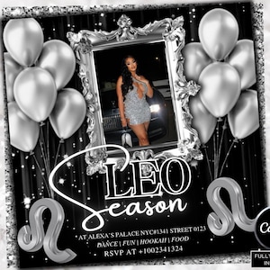 Leo Baddie Birthday Flyer, Birthday Szn Flyer, Leo Invitation Flyer, Leo Birthday Event, Social Media Flyer, Premade Flyer Template