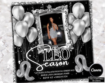 Leo Baddie Birthday Flyer, Birthday Szn Flyer, Leo Invitation Flyer, Leo Birthday Event, Social Media Flyer, Premade Flyer Template