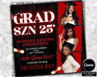 Graduate Flyer, Graduation Party Flyer, Graduation Invitation, College Decision, Class of 2025 Flyer, Senior Grad Announce, Canva Editable