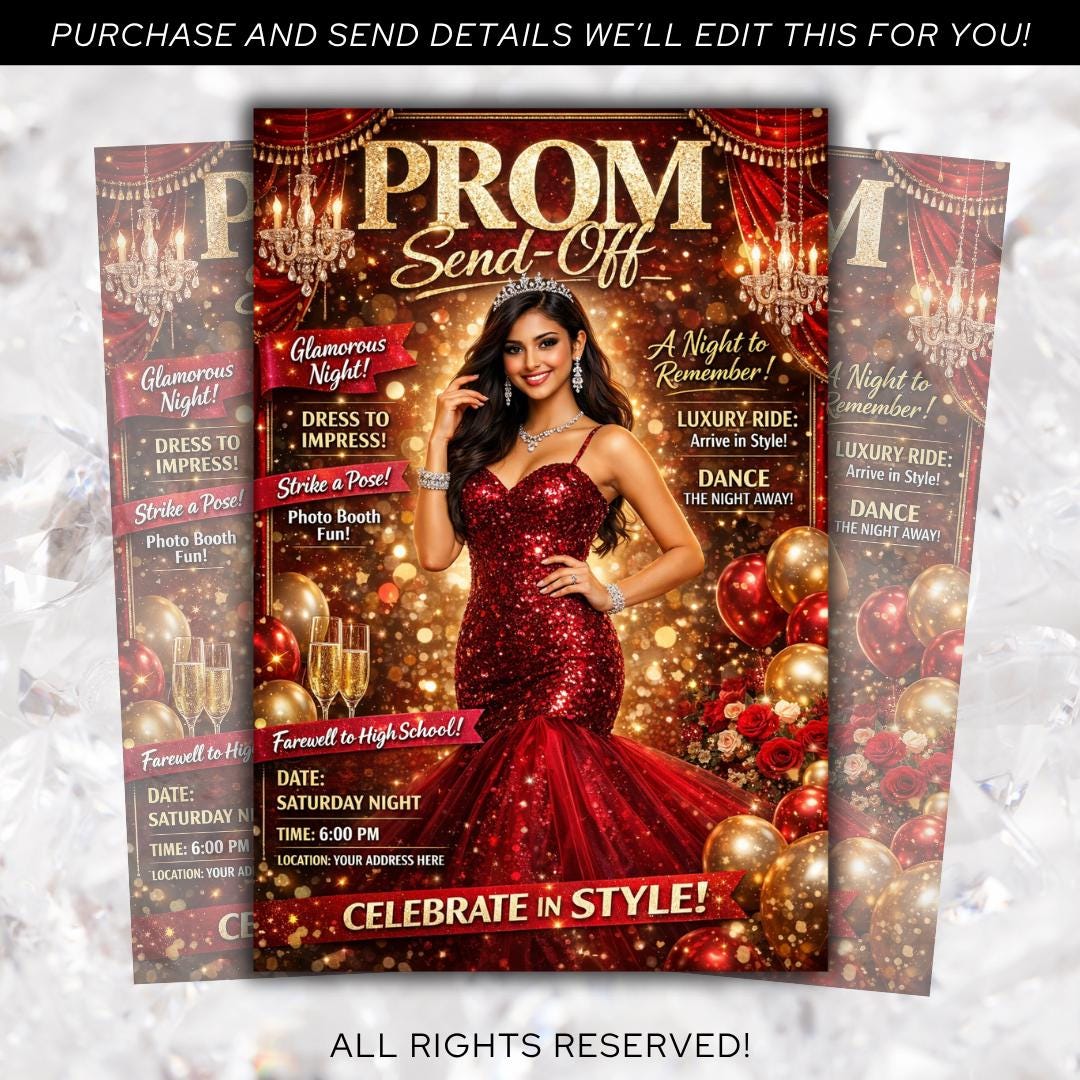 Prom Send off Magazine Invitation, Prom King Party Invite, Boys Prom ...