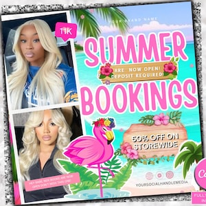 June Booking Flyer Summer Bookings June Hair Flyer Open Book Sale Nail Books Open Lash Flyer Wig Sale Flyer June Books Flyer Sales Hair Deal
