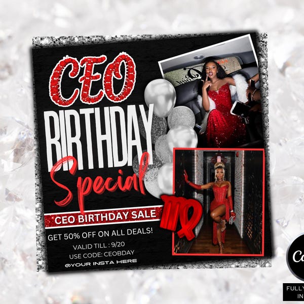 CEO Birthday Flyer, Virgo Szn Flyer, Ceo Sale Flyer, Virgo Birthday Event, Social Media Flyer, Premade Flyer Template