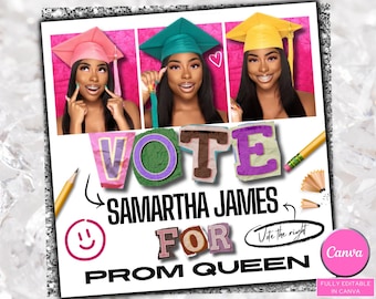 Vote for me, Prom Flyer, Prom Flyer, Prom Queen Flyer, Prom Queen Flyer, Prom Class Campaign Flyer, DIY Canva, Prom King Flyer